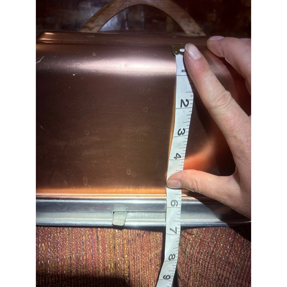 Vintage Mirro Copper Tone Aluminum Square Cake Carrier Wood Handle 2008 CM USA